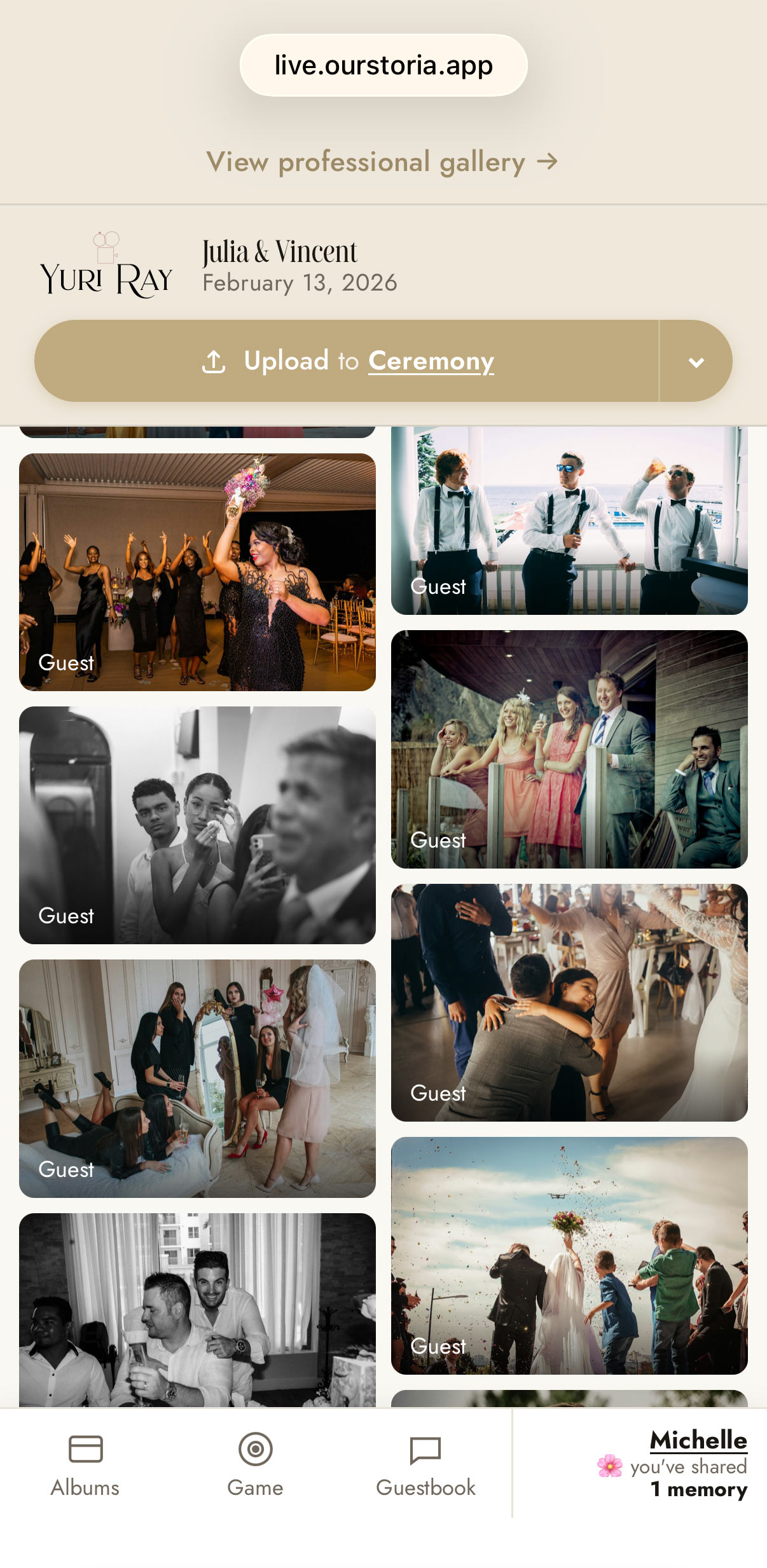 Live Moments mobile guest upload experience — no app needed