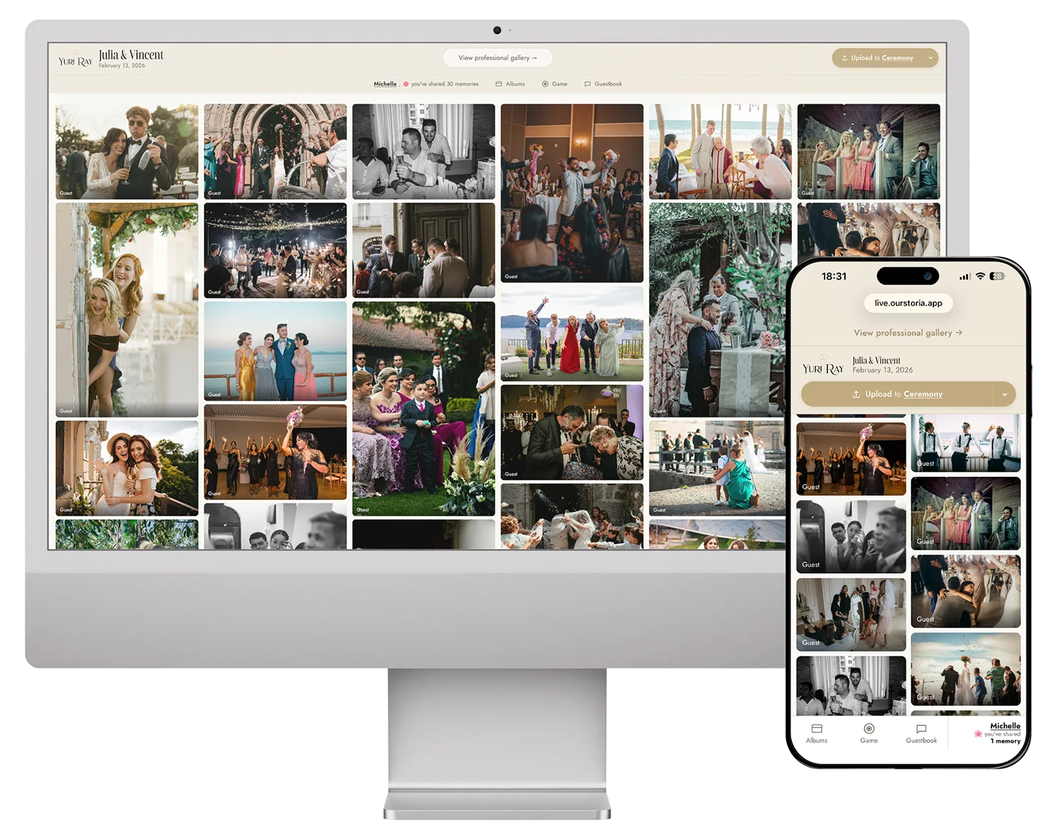 Live Moments — guest photo gallery at the wedding
